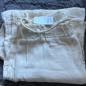 Simple by Suzanne Betro cotton cream gauze wide-leg pants stretch Size 1X